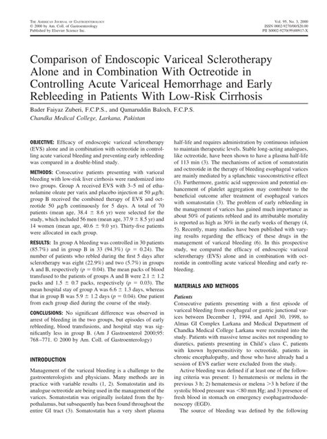 (PDF) A comparative study of efficacy of octreotide and sclerotherapy ...