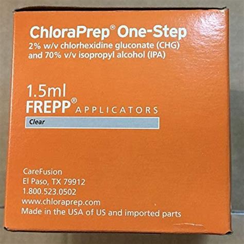 Carefusion ChloraPrep One Step FREPP 1.5 mL Applicator, REF 260299, 25 ...