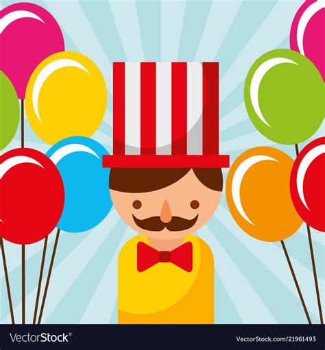 Man circus balloons carnival fun fair festival Vector Image