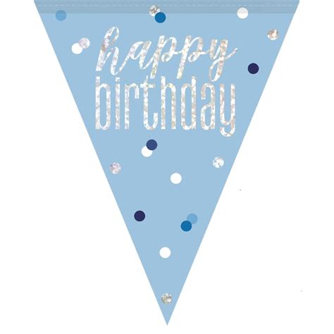 Happy Birthday Flag Banner - Glitz Blue