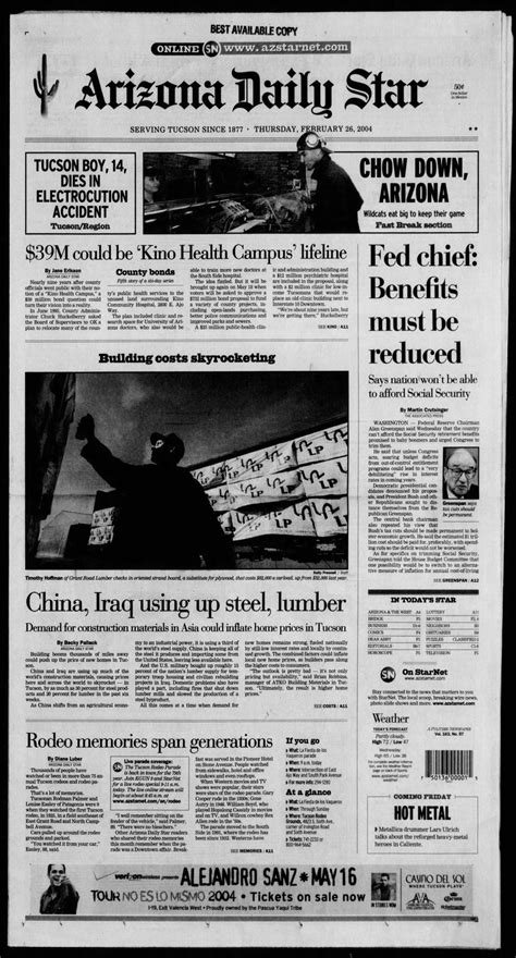 Arizona Daily Star front page Feb. 26, 2004 | | tucson.com