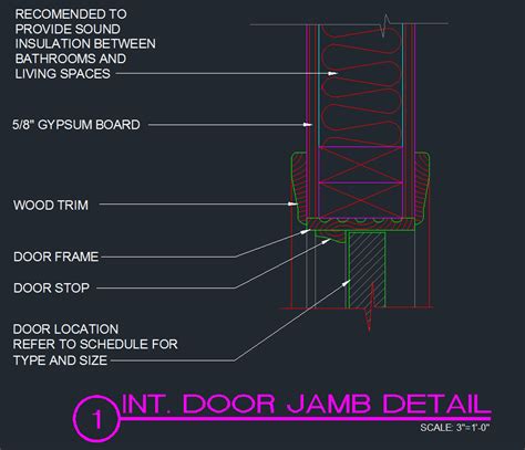 Door Jamb Detail - Interior , Typical - Files, Plans and Details