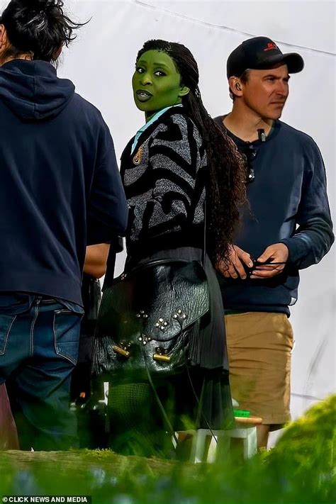 Cynthia Erivo in costume as Elphaba on the set of the Wicked movies ...