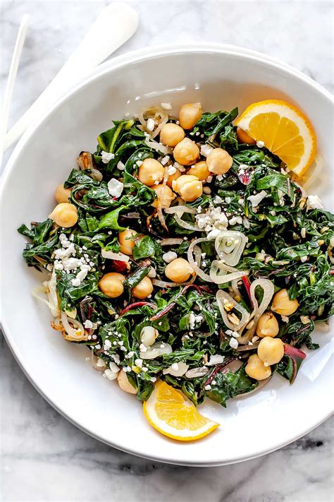 Garlicky Swiss Chard and Chickpeas | foodiecrush .com