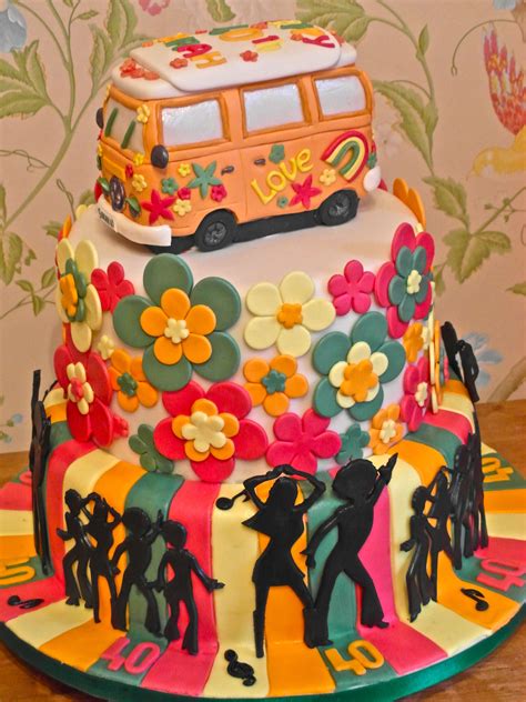 70s party 70s theam cake, full of colour love and, 2020 | Şeker hamuru