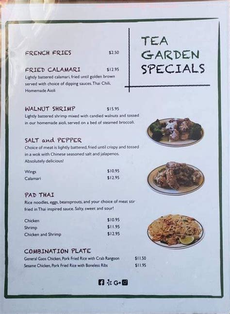 Menu at Tea Garden restaurant, Groveland