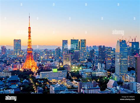 Tokyo Skyline and Tokyo Tower Japan Asian Cityscape Stock Photo - Alamy