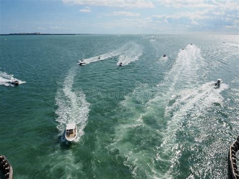 Powerboats in Biscayne Bay, Florida. Stock Image - Image of miami ...