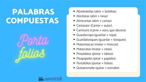 82 ejemplos de palabras COMPUESTAS - para niños y niñas