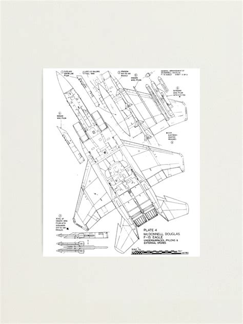 "F-15 Strike Eagle - Fighter Aircraft technical blueprint drawing ...