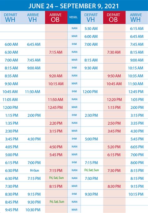 Martha's Vineyard Steamship Authority Ferry Schedule