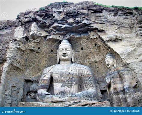 Mogao Caves in Dunhuang, China and Big Buddha Stock Image - Image of ...