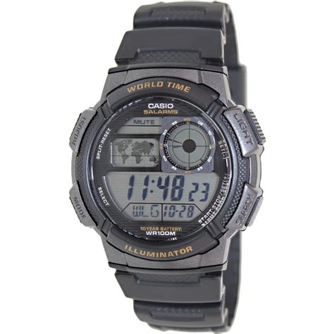 Casio Men's World Time Digital Sport Watch, Black AE1000W-1AV - Walmart.com