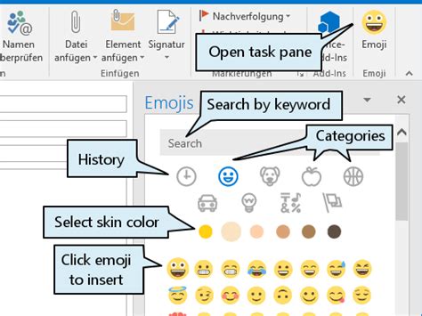 Outlook Emojis Menu