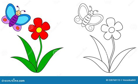 Cartoon Images Of Flowers And Butterflies