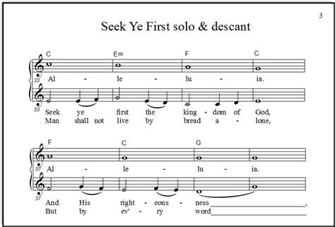 Seek Ye First Lyrics & Chords: a Simple Arrangement for Voice & Piano