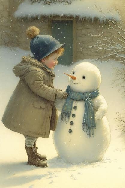 Premium AI Image | Christmas illustration of a snowman