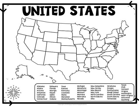 United States Map Quiz & Worksheet- USA Map Test w/ Practice Sheet (US ...