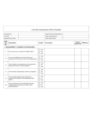 FREE 10+ Fire Risk Assessment Checklist Samples [ Safety, Audit, Review ]