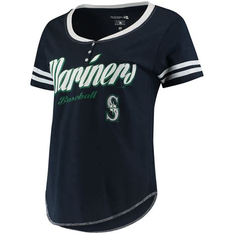 Women's Seattle Mariners 5th & Ocean by New Era Navy/White Slub Henley ...