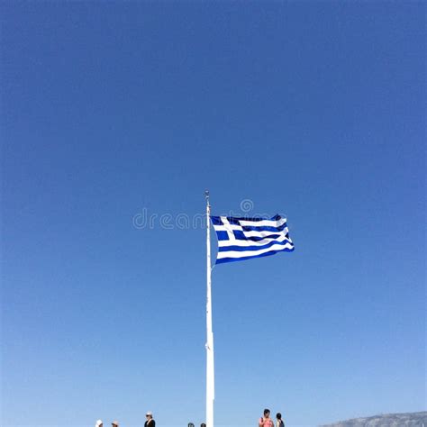 Flag of Greece in Athens stock photo. Image of acropolis - 107341758