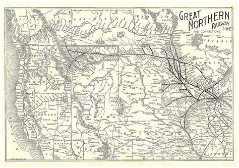 Great northern railroad, Route map, Old trains