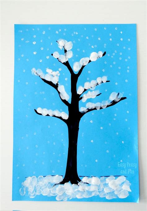 Winter Tree Finger Painting - Quick Art Project for Kids - Easy Peasy ...