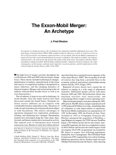 Exxon Mobil Merger Details | PDF | Cost Of Capital | Discounted Cash Flow