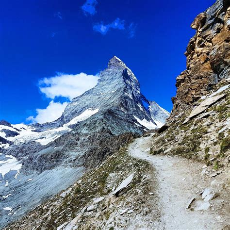 Hiking from zermatt to the base camp of matterhorn offers amazing views ...