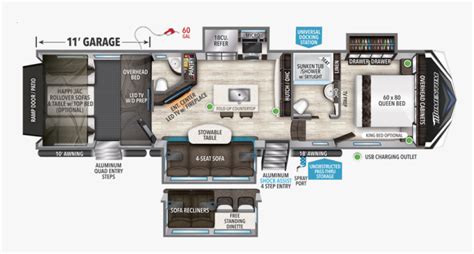 2020 Momentum 351m - 5th Wheel Toy Hauler Floor Plans, HD Png Download ...