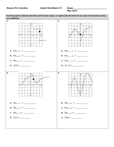 Limit Worksheet #5 with Answer Key