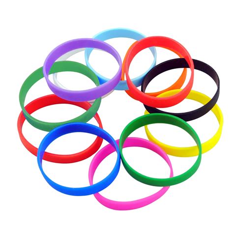 12 PCS Silicone Bracelets Blank Adult Rubber Wristbands Mixed Colors ...