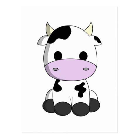 Cute baby cow cartoon postcard | Zazzle | Cute baby cow, Cute drawings ...