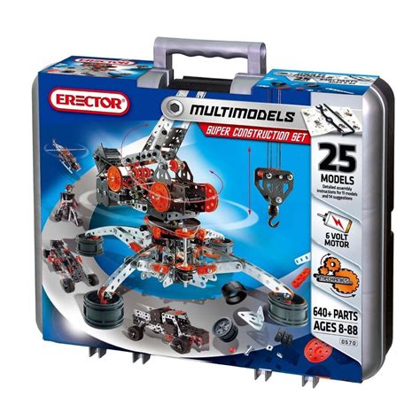 Meccano Erector 638-Piece Super Construction 25-in-1 Motorized Building ...