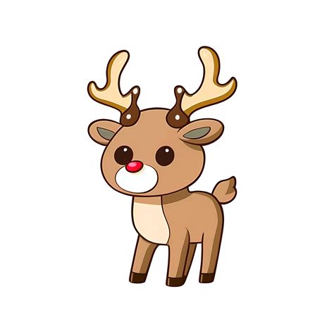 Cute Reindeer deer Rudolph isolated on transparent background ...