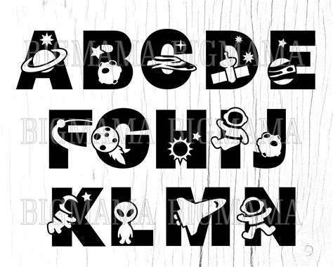 Space Alphabet Svgnumberslettersspaceshipastronautsolar - Etsy