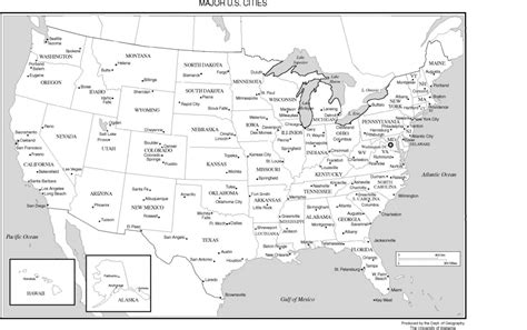 United States Map With Major Cities Printable