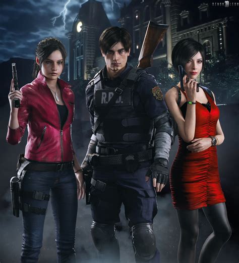 RE2 REMAKE - Claire x Leon x Ada by DemonLeon3D on DeviantArt