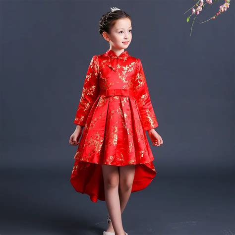 Red Kids Birthday Party Dresses Qipao Girls Girl Tailing Children ...