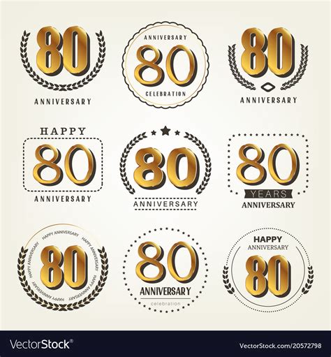 80 years anniversary logo set Royalty Free Vector Image