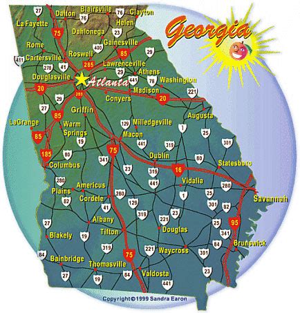 Georgia's Cities and Highways Map