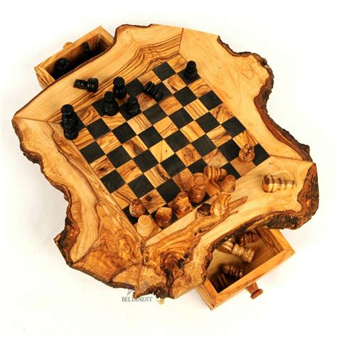 BeldiNest Olive Wood Large Chess Game Rustic Handmade- Wooden Chess Set ...