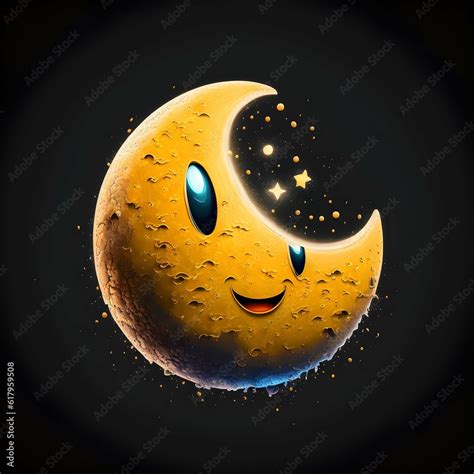 cartoon moon emoji cartoon aryz art style Stock Illustration | Adobe Stock