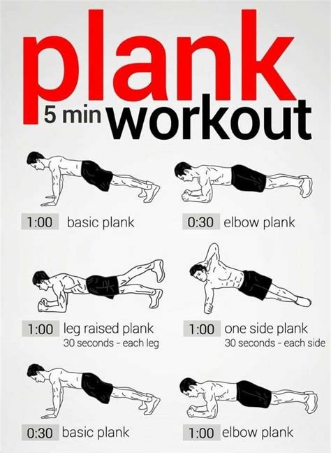 5 minute Plank Workout | Plank workout, 5 minute plank workout, Workout ...