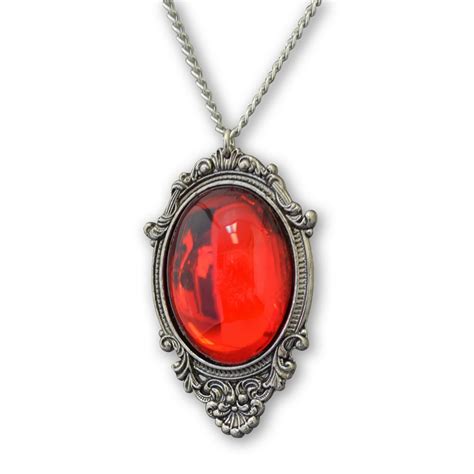 Real Metal Jewelry - Blood Red Cabochon in Silver Finish Pewter Frame ...