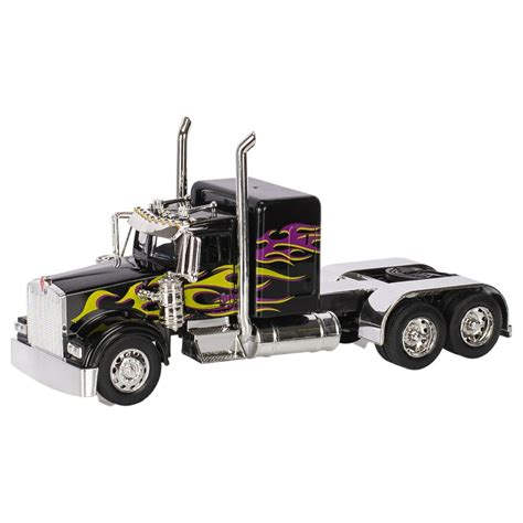 Peterbilt 389/Kenworth W900 Semi Truck Die Cast Toy - 1:32 Scale Black ...