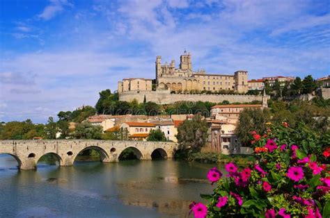 Cathedral and the River Orb in Beziers, France Stock Photo - Image of ...