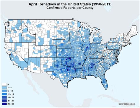 Map: April Tornadoes in the United States - ustornadoes.com