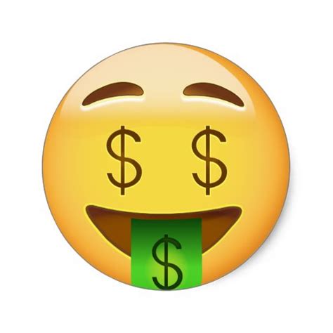 Money-Mouth Face Emoji Classic Round Sticker - EmojiPrints