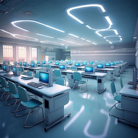 Futuristic school classroom for future students | AI-generated image